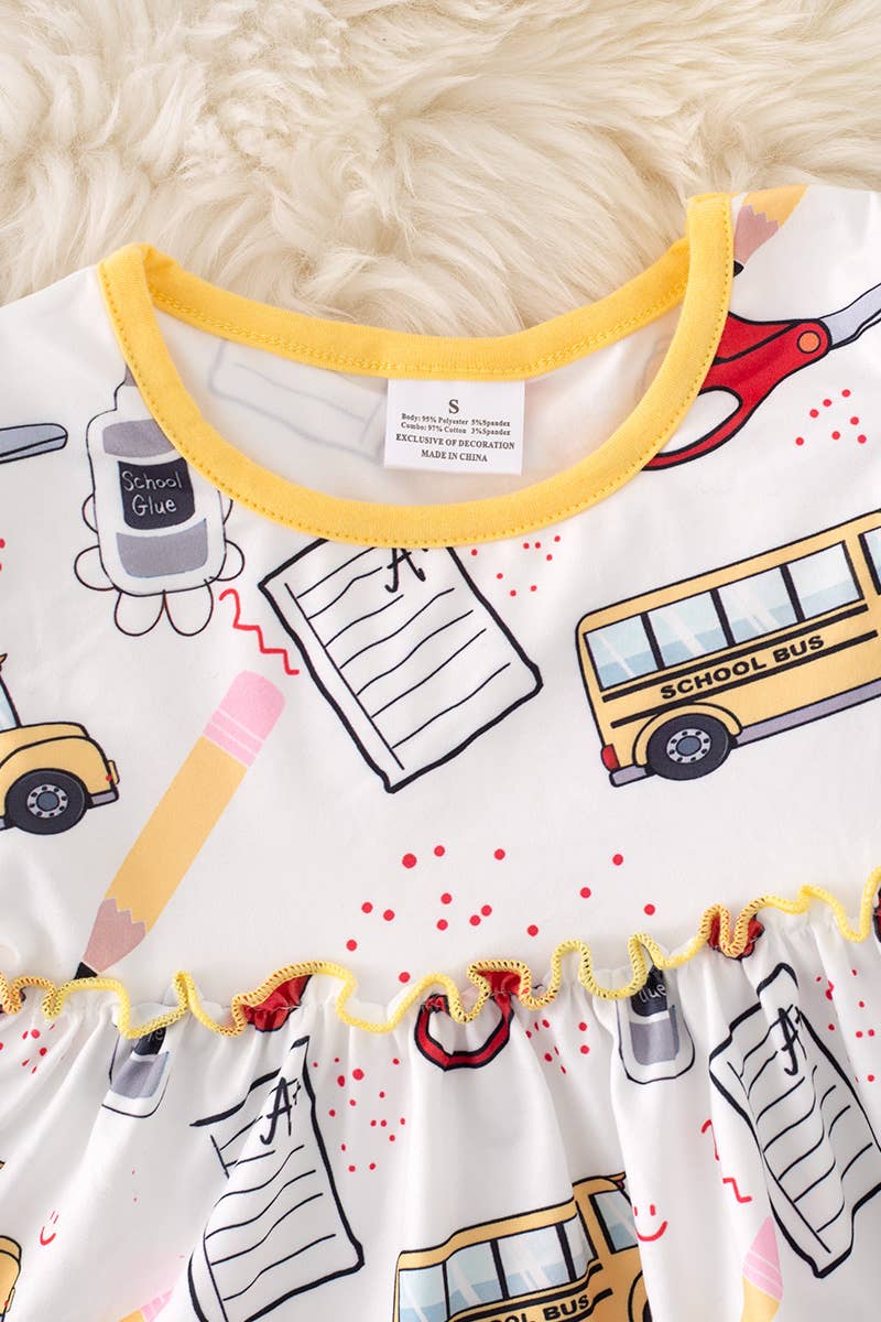 SCHOOL BUS PRINTED TUNIC W/YELLOW LEGGINGS