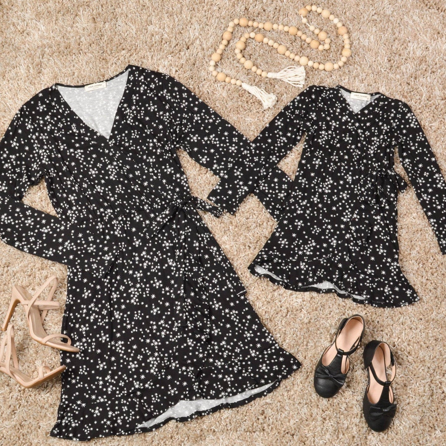 Faux Wrap Dress Printed Jersey Mommy & Me Matching for Kids