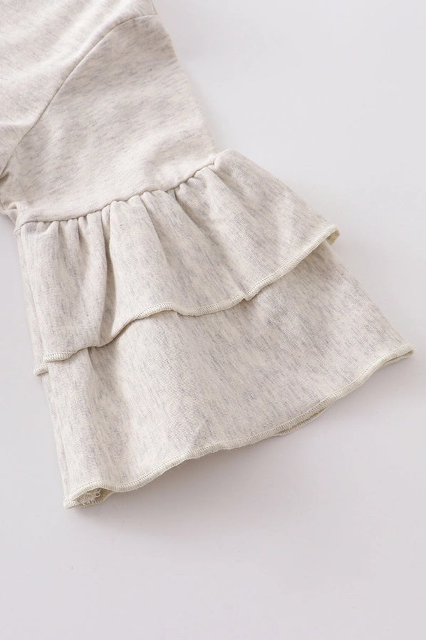 Grey leopard pumpkin ruffle girl set