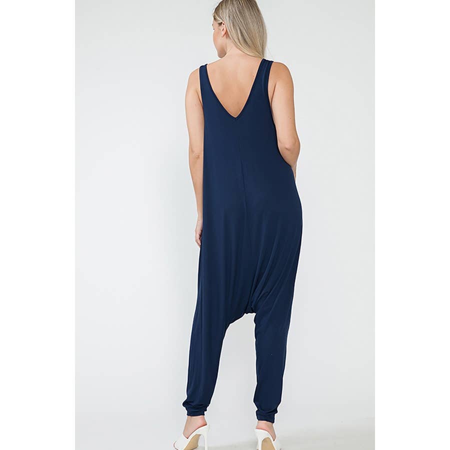 Maternity Baggy Pants Solid Sleeveless Activewear Jumpsuit