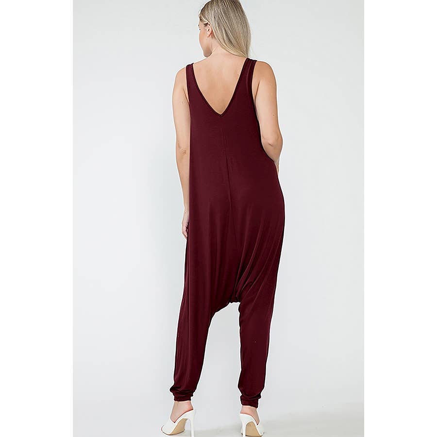 Maternity Baggy Pants Solid Sleeveless Activewear Jumpsuit