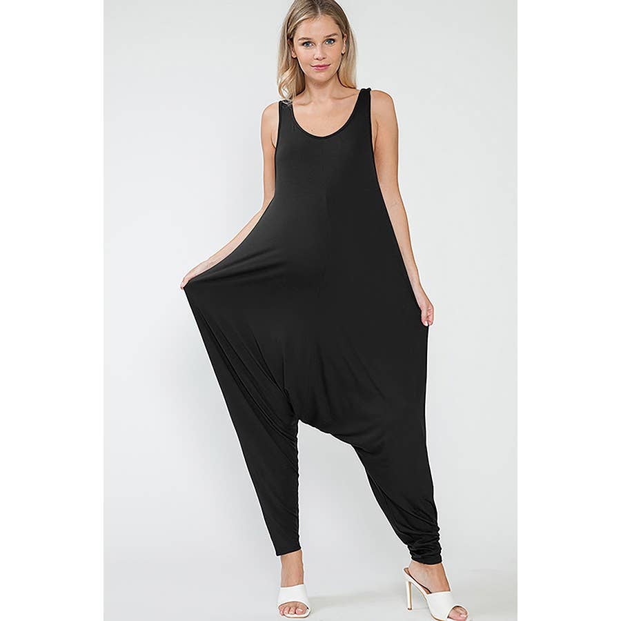 Maternity Baggy Pants Solid Sleeveless Activewear Jumpsuit