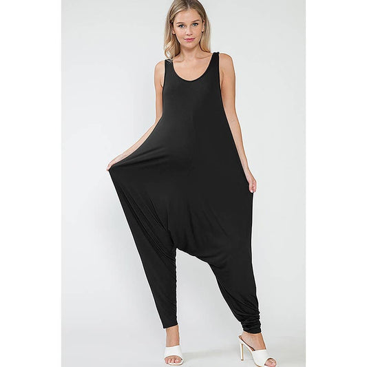 Maternity Baggy Pants Solid Sleeveless Activewear Jumpsuit