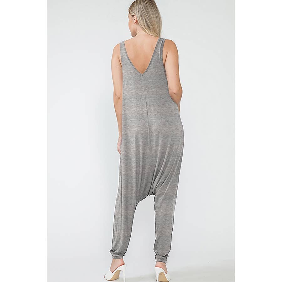Maternity Baggy Pants Solid Sleeveless Activewear Jumpsuit