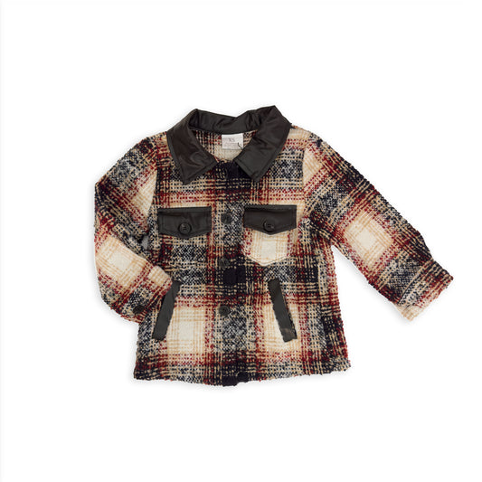 Charlotte Plaid & Faux Leather Shacket