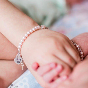 Sterling Silver Little Sister Bracelet with Heart Baby Gift
