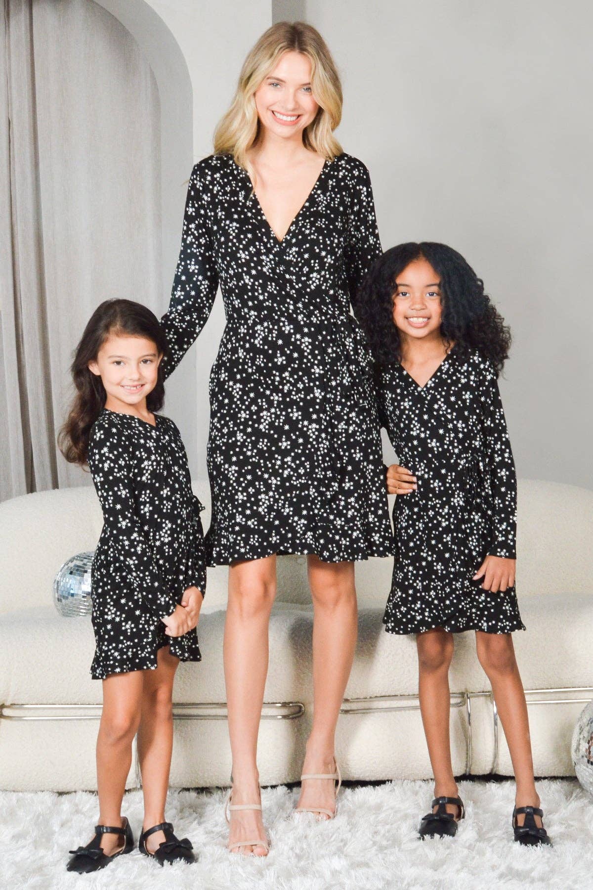Faux Wrap Dress Printed Jersey Mommy & Me Matching for Kids