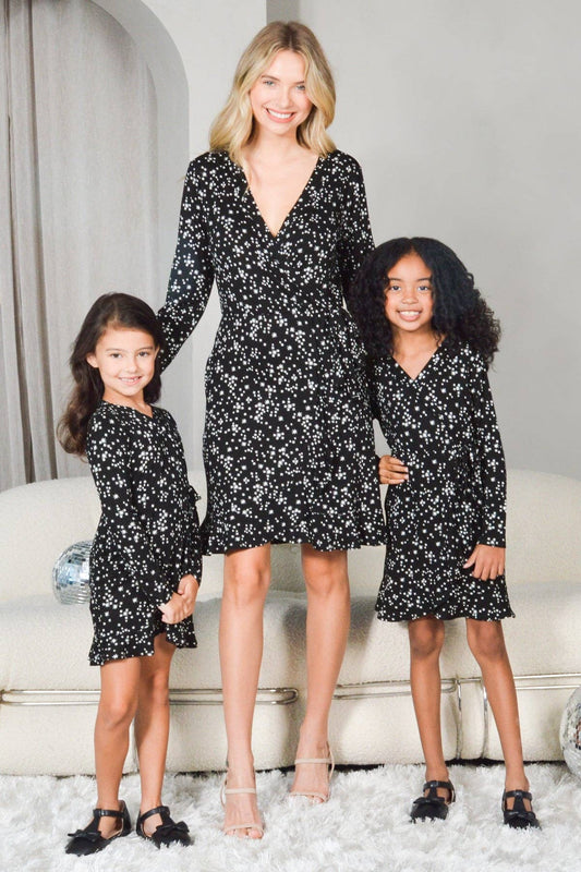 Faux Wrap Dress Printed Jersey Mommy & Me Matching for Kids