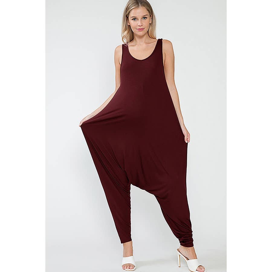 Maternity Baggy Pants Solid Sleeveless Activewear Jumpsuit