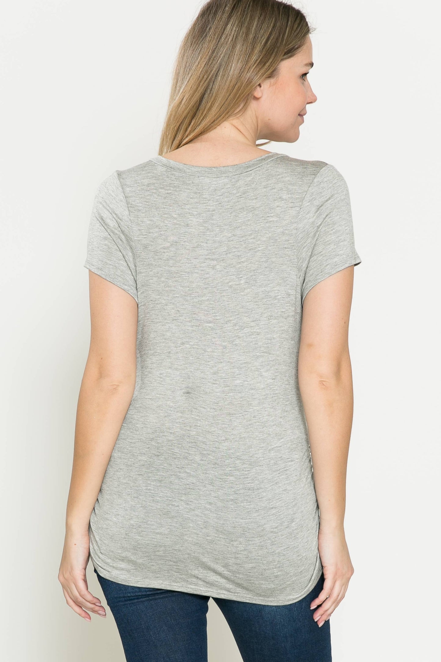 Maternity V Neck Mama & Bear Graphic Tee Shirring Detail Top