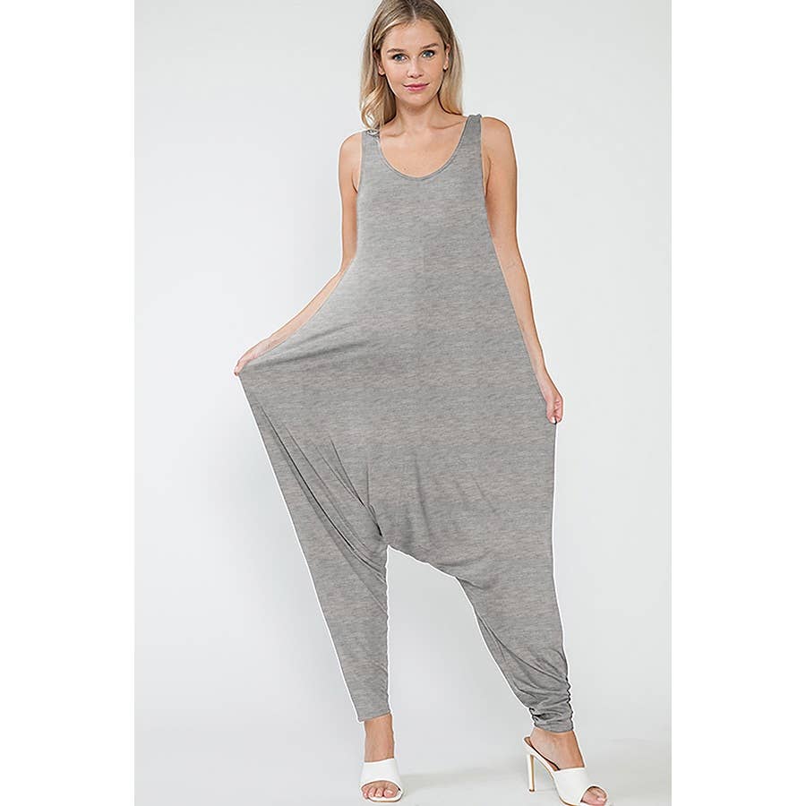 Maternity Baggy Pants Solid Sleeveless Activewear Jumpsuit
