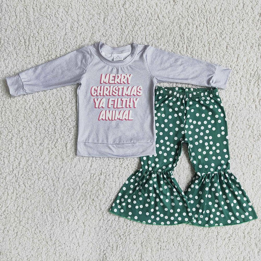 Merry Christmas green dots pants sets(can choose bow here)